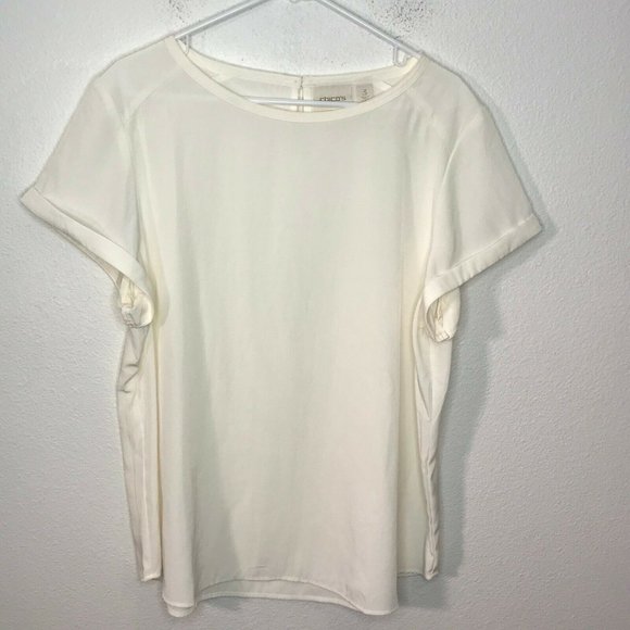 Chico's Tops - Chicos Round Neck Roll Tab Short Sleeve Blouse 3